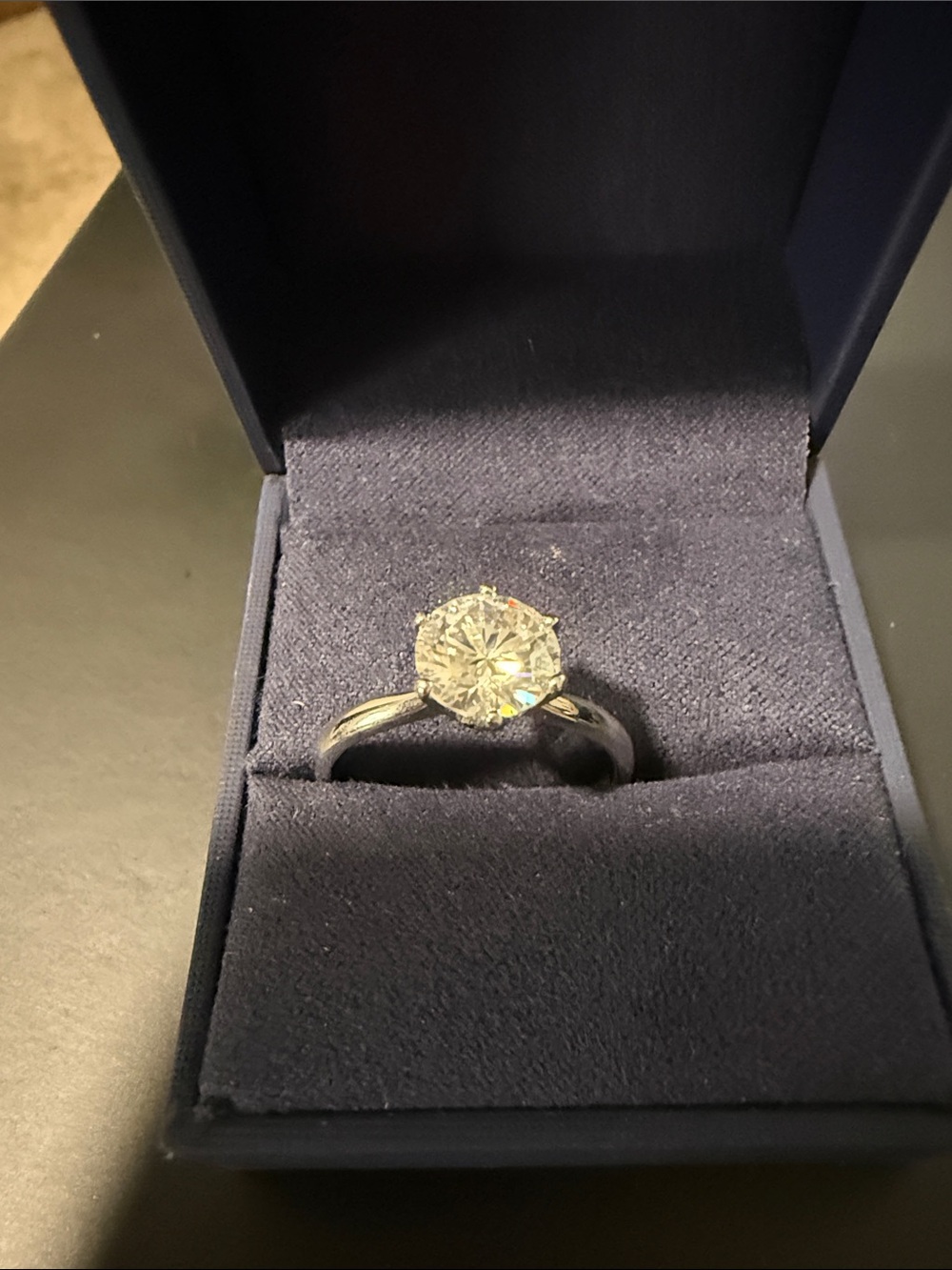 Classic Sterling Silver Solitaire Moisannite engagement ring-2ct